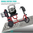 thumbnail image 4 of Red Foldable 3 Wheel Electric Mobility Scooter w/ Lithium Battery for 300 lbs, 700W, 20Miles, 4 of 7