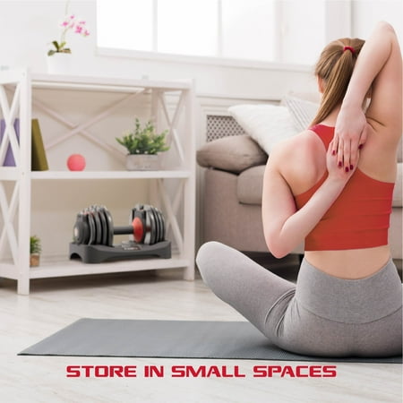 FitRx SmartBell 1 Pack, 25lbs. Quick-Select 9 in 1 Adjustable Dumbbell for Home Gym, 5-25lbs. Weight in 2.5lbs Increments