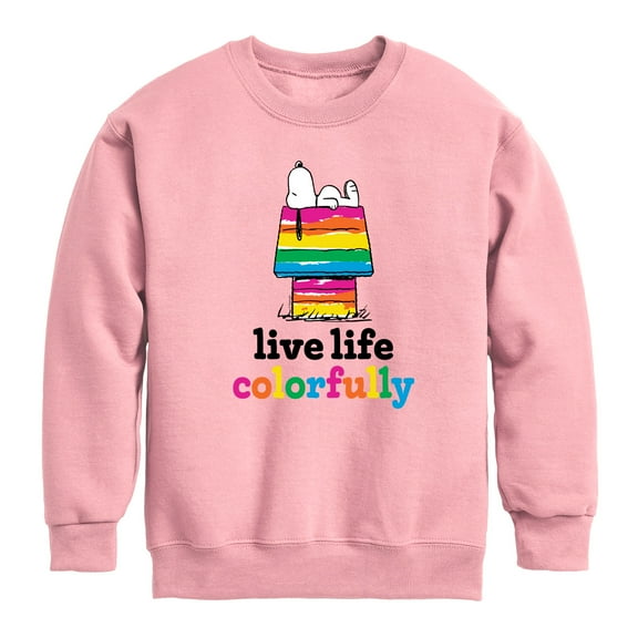 Peanuts - Live Life Colorfully - Toddler & Youth Crewneck Fleece Sweatshirt