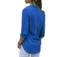 thumbnail image 3 of Smilkoo Women's Basic Top Leisure Long Sleeve Single Breasted Solid Color Woven Blouse, 3 of 5