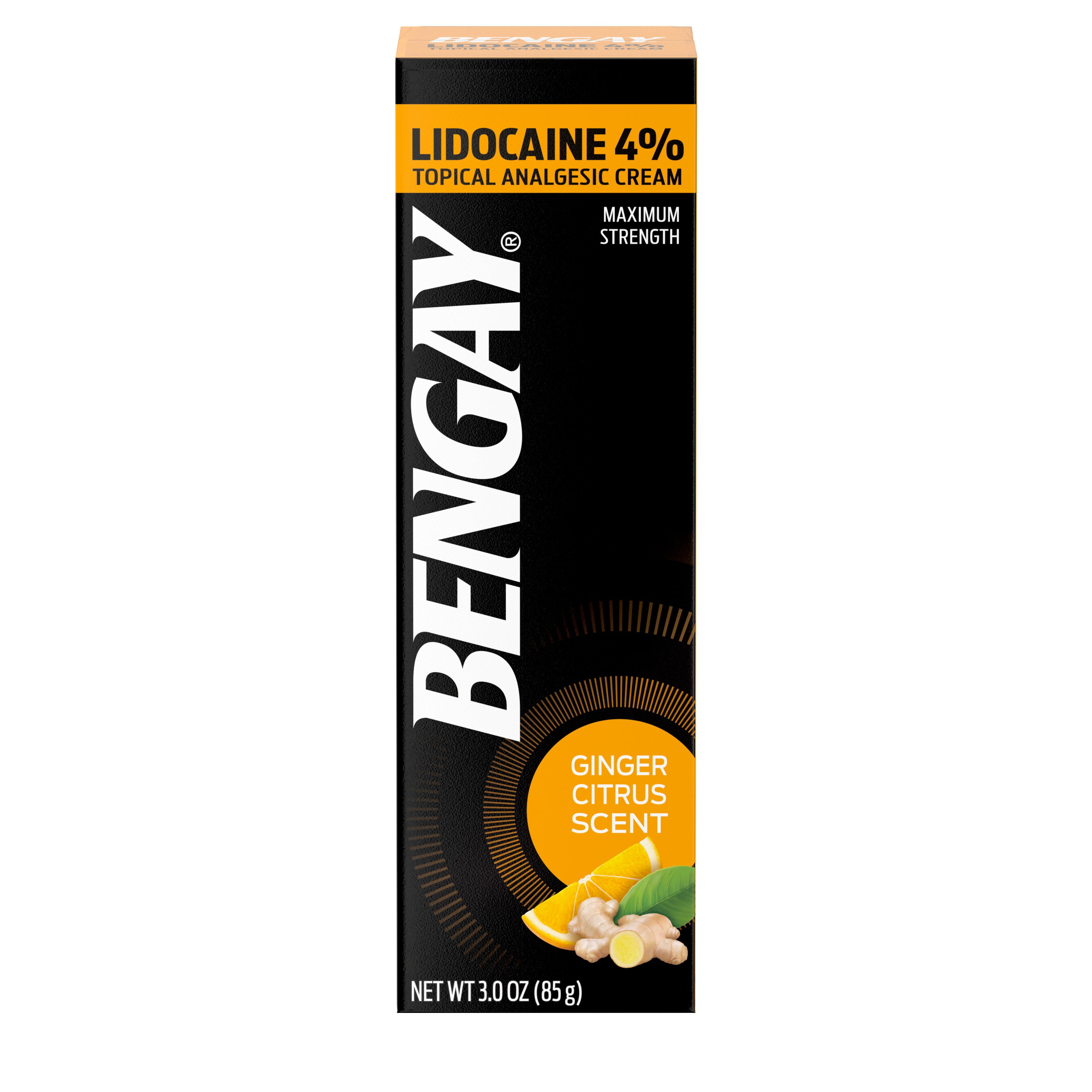 Bengay Pain Relieving Lidocaine Analgesic Cream, Ginger Citrus, 3 oz .