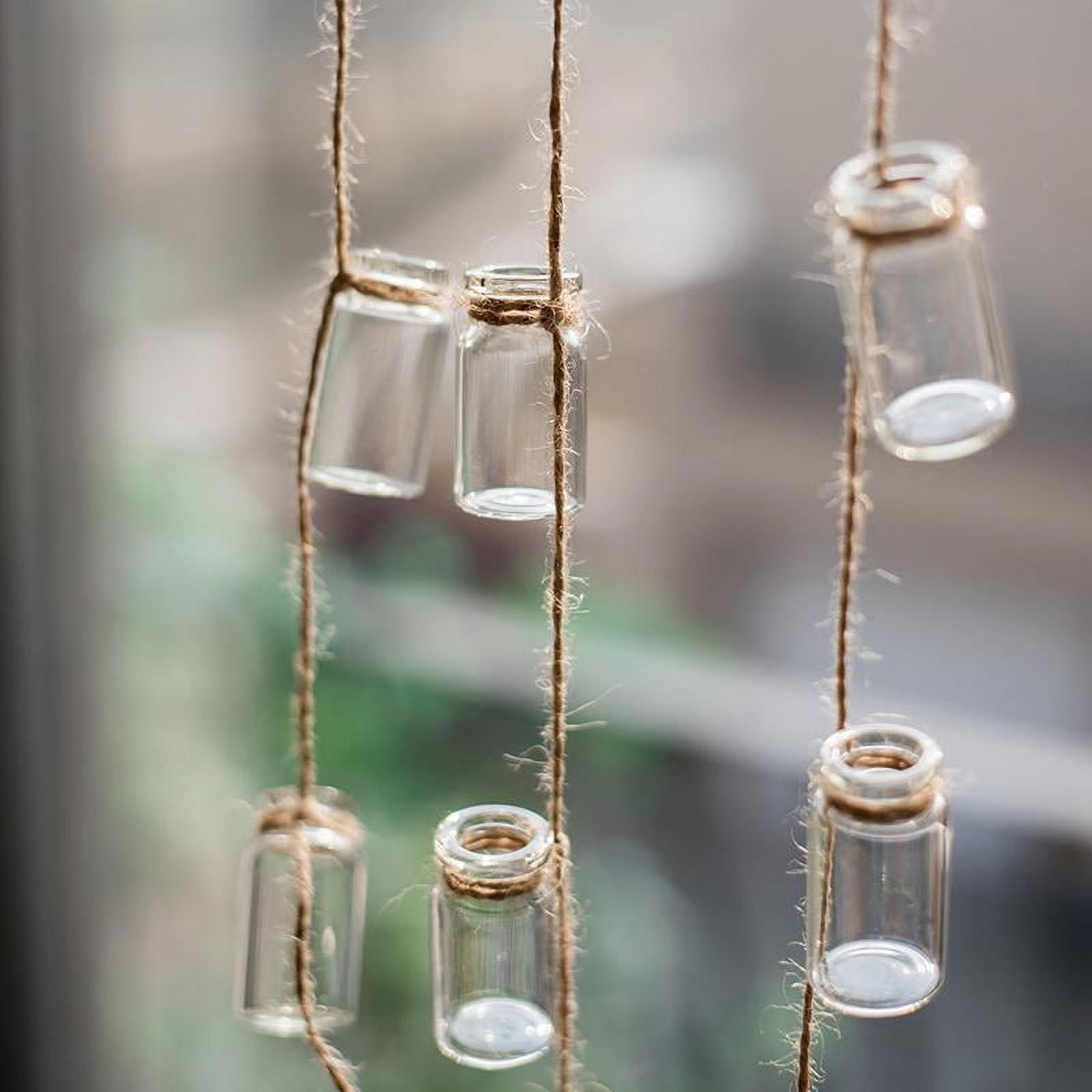 Rustic Reach Glass Planter Rope Hanging 1.5" Bottle Hanging Planter with 55" Long String (Set of 3)