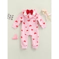 thumbnail image 4 of Kiapeise Baby Girls Valentines Day Outfits Zipper Hoodie Jumpsuit Long Sleeve Heart Print Romper, 4 of 9