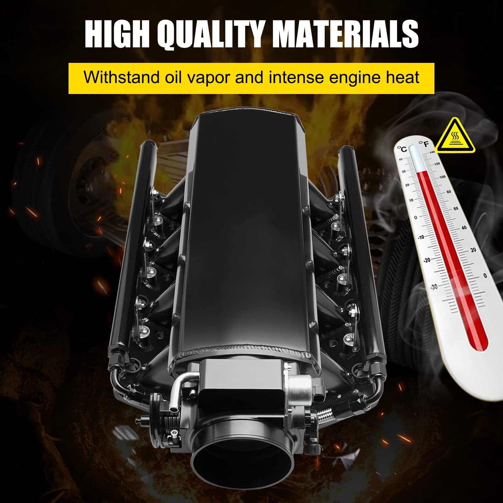102mm Intake Manifold with Fuel Rails Throttle Body for Chevrolet Chevy GMC Pontiac LS LS1 LS2 LS6 (Black)