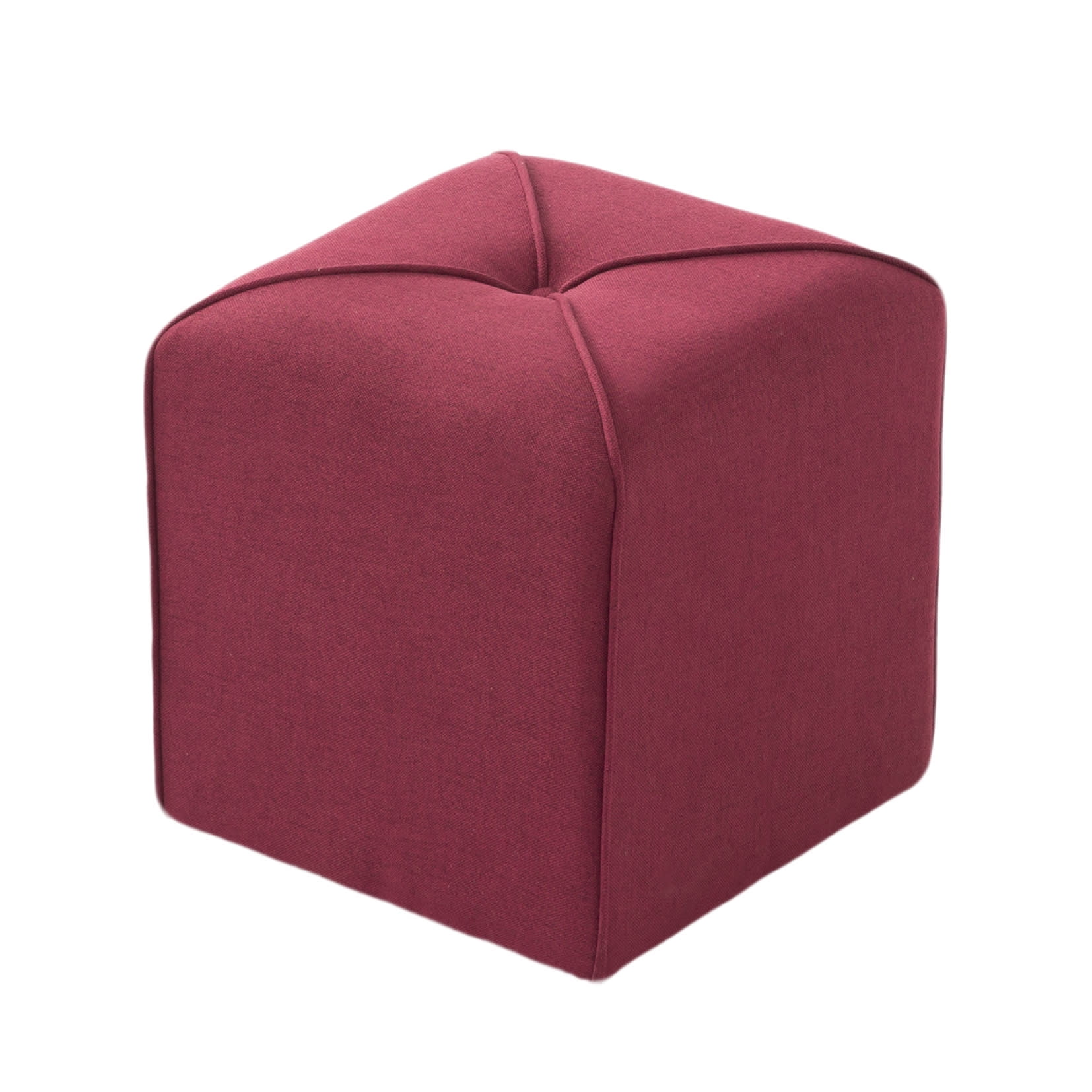 Gewnee 16.54" Square Linen Upholstered Ottoman Footrest For Home Office Red