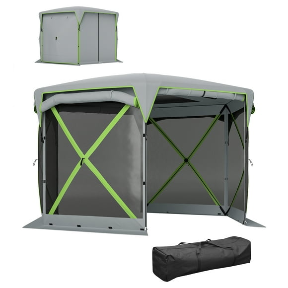 Outsunny 11x11ft Camping Gazebo Pop Up Screen Tent with Removable Roof
