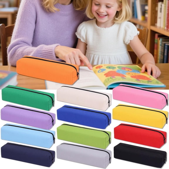 CoreLiving Pencil Case Oxford Cloth Zipper Pouch Simple Solid Color Pencil Bag for College Dorm Desk Organization Lightweight Storage Pouch 1 Count