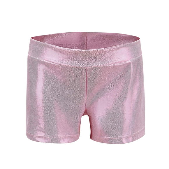 Odeerbi 2-7 Años Niños Niñas Metálico Brillante Brillante Baile Pantalones Cortos Deportivos Casual Color Sólido Estampado Caliente Baile Práctica Ropa