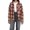 Red, variant on Women'S Long Sleeve Button Down Shirt Casual Plaid Flannel Shirt Collared Blouse Tops Brown L