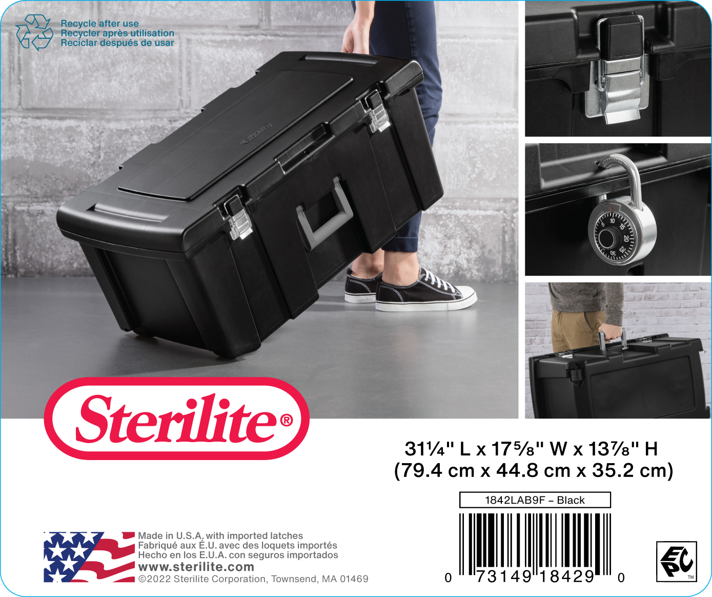 Sterilite Footlocker Plastic, Black - image 10 of 10