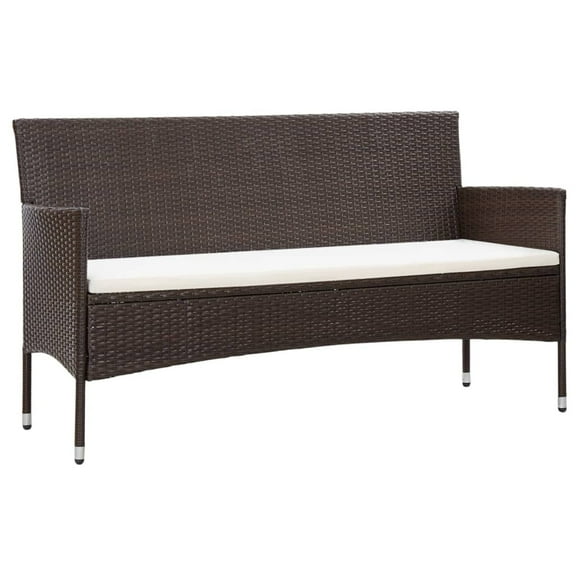 vidaXL 3 Seater Sofa Patio Outdoor Porch Wicker Couch with Cushions PE Rattan