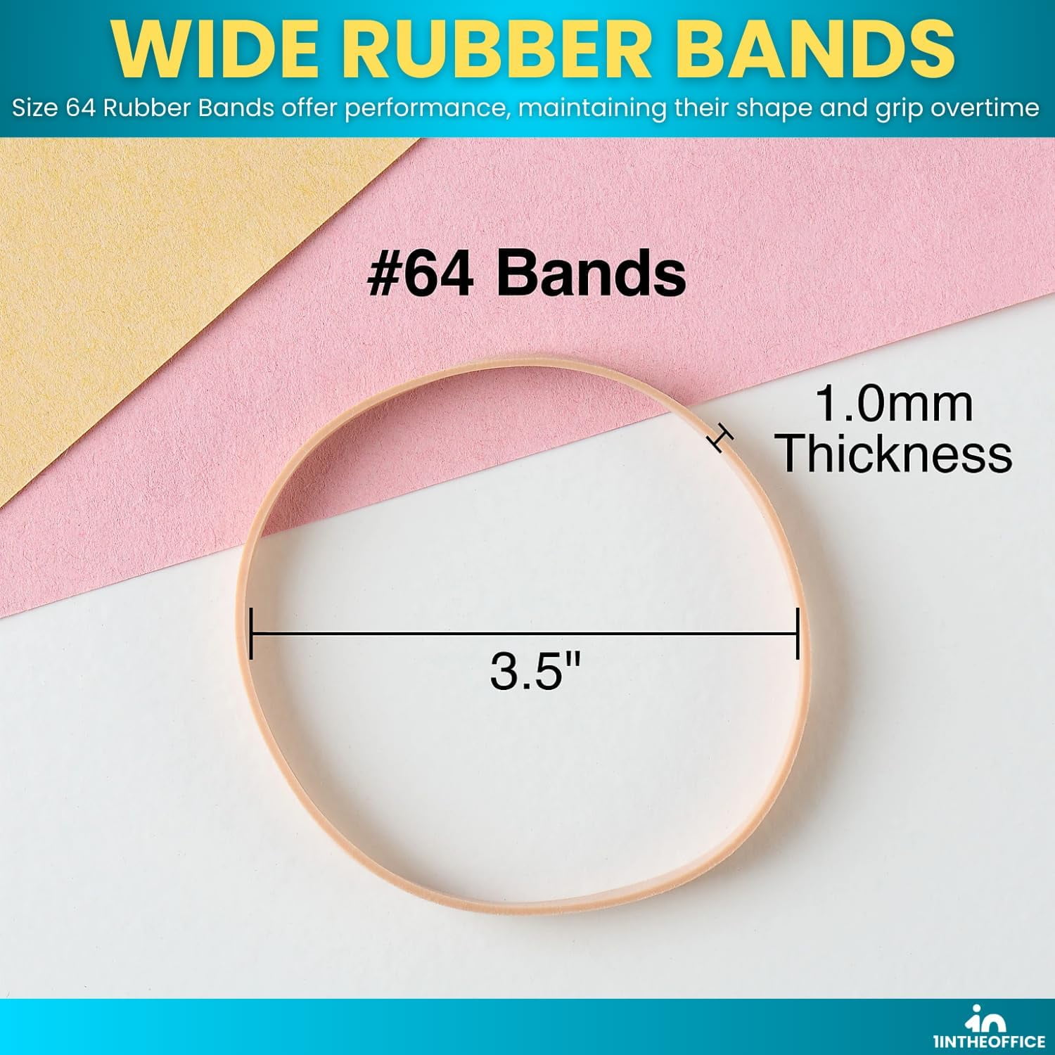 1InTheOffice Rubber Bands #64, Thick Rubber Bands, Heavy Duty Rubber Bands, Beige, Size 64, 320 Bands/Pack, 2 Pack