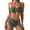 Army Green, variant on PBFRDSJ High Waisted Bikini Sets for Women Halter Bikini Swimsuits with Gold Ring Accent Solid Color Tummy Control Swimwear