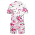 thumbnail image 4 of Simua Button Dowm Pajamas for Women, Women's Fashionable Print Short Sleeved Lapel Shirts with Shorts Summer Soft Home Wear Set, Size S-XXL, 4 of 6