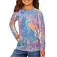 thumbnail image 3 of FUIALDOLG 2 Pack Boys Kids Tee Shirt Long Sleeve Watercolor Wolves Lightweight Loose Crewneck Basic T-Shirt Top for Toddlers Youth(Age 5-6), 3 of 6