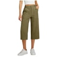thumbnail image 2 of Womens Cropped Trousers with Elasticated Waist Summer Cotton Capri Pants for Ladies 3/4 Length Trousers Lightweight with Pockets Casual Work Beach Pants Brown M, 2 of 7