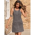 thumbnail image 3 of Vestido de mezclilla Yousify sin mangas con botones para mujer, gris de verano, 3 of 6
