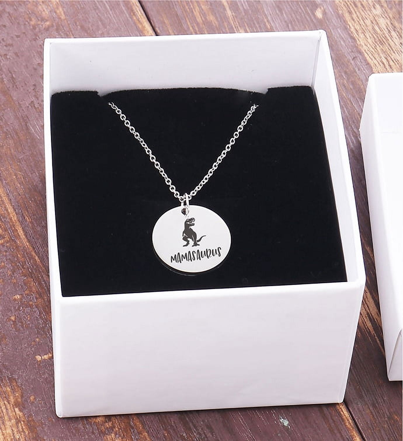 Anavia Mamasaurus High Polish Stainless Steel Fashion Necklace Jewelry Gift for Mom Grandma-[Silver Disc 18"]