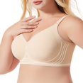 thumbnail image 5 of Sopiago Women’s Bras Wireless Bras No Underwire Push Up Bra Seamless Supportive Full Coverage Everyday Bras Regular And Plus Size Beige,XL, 5 of 7