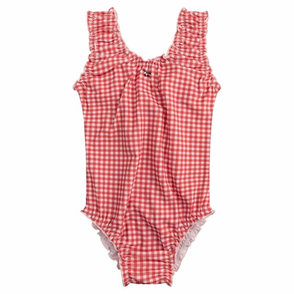 Glisme Baby Swimwear For Girls 9-12 Months Crewneck Cartoon Pattern One Pieces Swimsuit Sleeveless Bathing Suit Trend Beach Wear Red