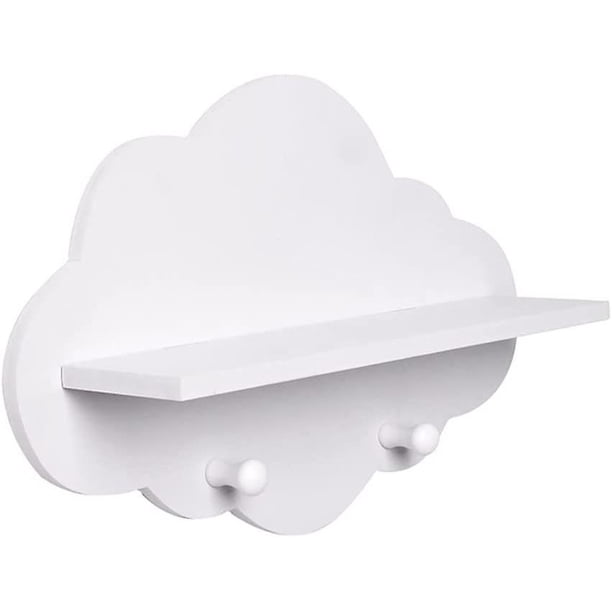 Estantes en la nube Estante flotante de madera en forma de nube Estantes flotantes blancos Tablero de exhibición de montaje en pared Perchero Estante de almacenamiento Accesorios de guardería 1pc
