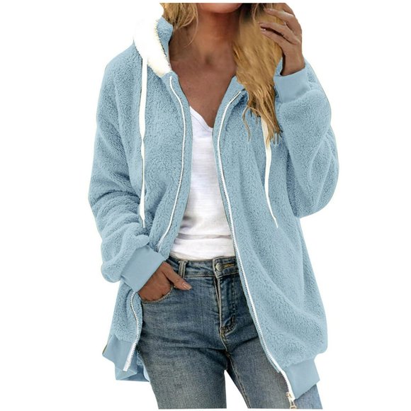 Leadmall Cardigans pour Femmes Chandails Femmes Décontracté Chandail en Peluche Ouvert Cardigan à Boutons Manches Longues Vestes en Molleton avec Poches Manteaux Chauds d'Hiver