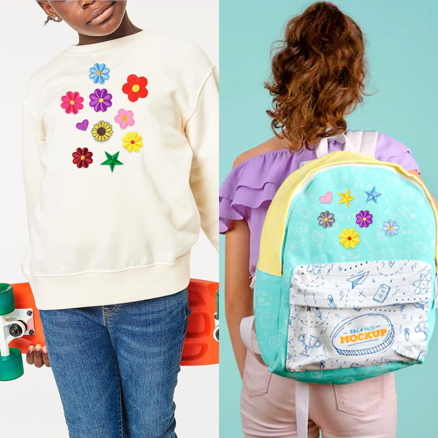 71 PCS Iron on Patches Versatile Embroidered Iron-On Patch Set for Clothes, Bags, and DIY Crafts Include Sunflowers, Hearts, Flowers, and More Pattern