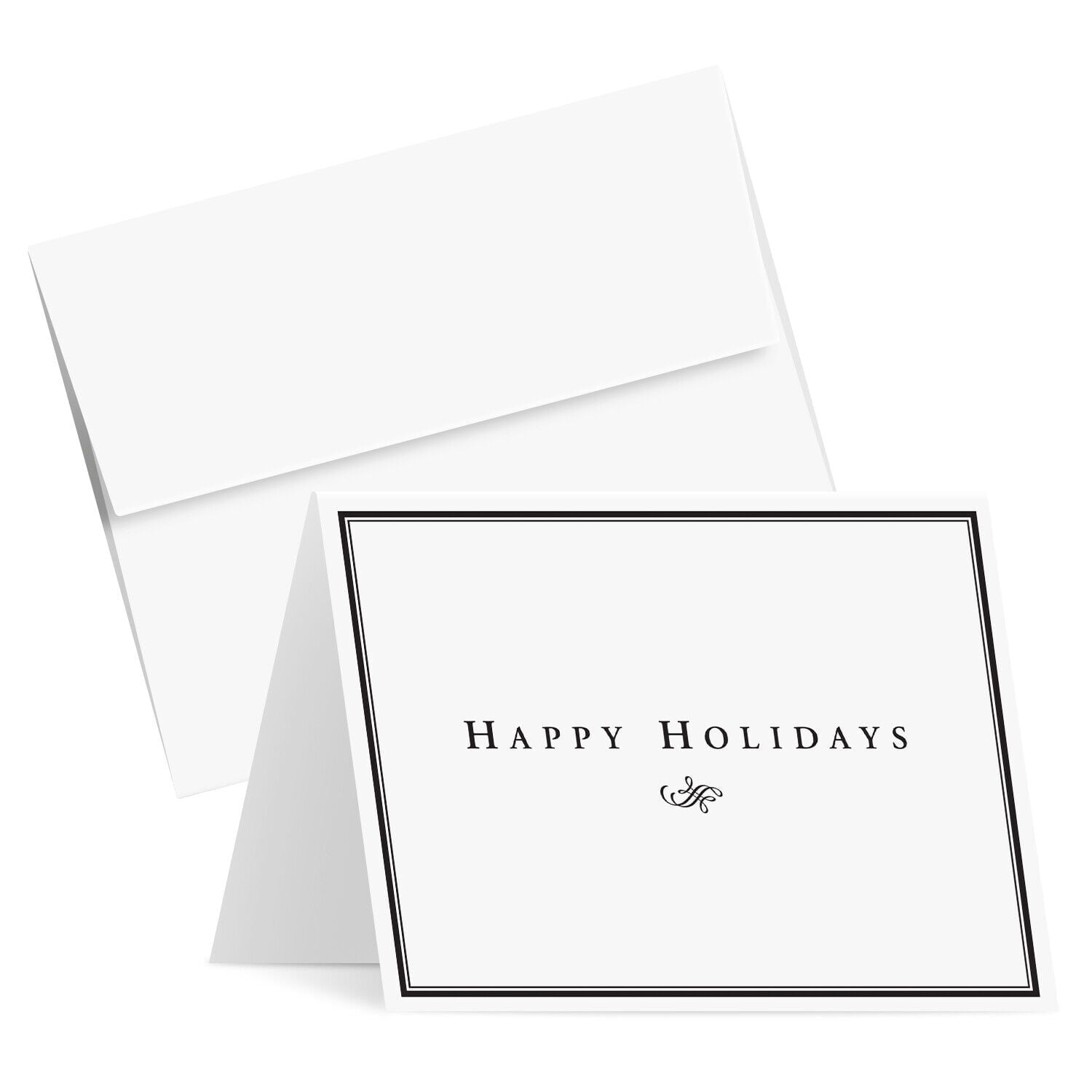 Happy Holidays Blank Greeting Cards - 25 Pack White A6 Cards With Envelopes