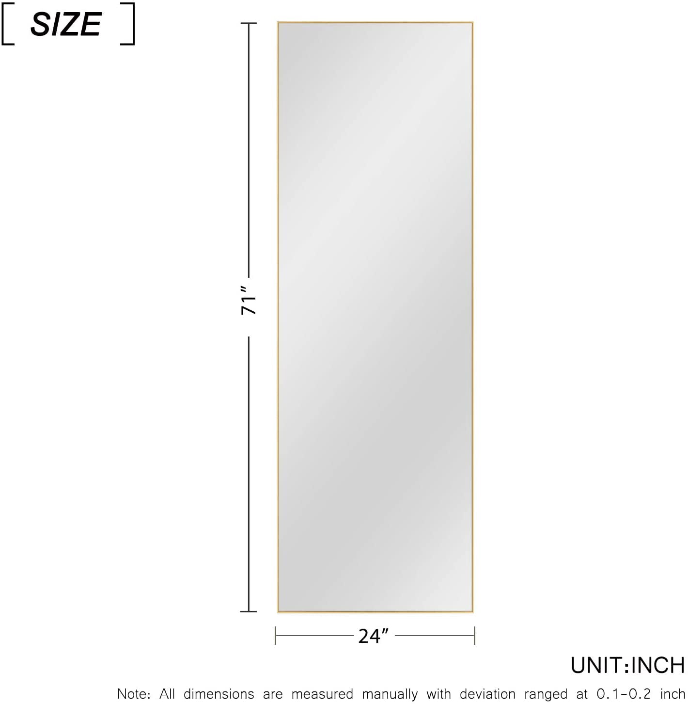 71"x24" Gold Modern Full Length Mirror
