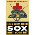 thumbnail image 2 of World War One poster of a basket of yarn  two knitting needles  and a red cross Poster Print, 2 of 2
