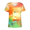 thumbnail image 4 of T-Shirts d'Été pour Femmes Grande Taille à Manches Courtes Femmes Blouse Imprimée d'Été T-Shirts Décontractés à Col en V T-Shirts à Manches Courtes Hauts T-Shirt à Col en V Femmes en Liquidation, 4 of 5