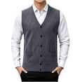 thumbnail image 5 of Riecok Mens Button Sweater Vest Sleeveless V Neck Cardigans Lightweight Solid Winter Tops with Pockets Dark Gray 2XL, 5 of 6