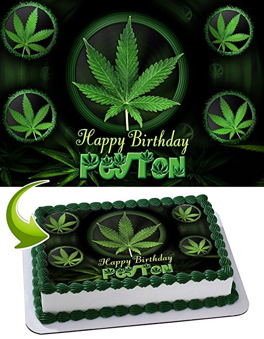 Marijuana Black Birthday Banner Personalized Party Backdrop Decoration 