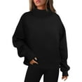 thumbnail image 4 of Aboser Mock Neck Sweatshirt for Women Oversized Turtleneck Shirts Trendy Long Sleeve Plain Pullover Tops Cozy Casual Sweatshirts Solid Color Loose Fit Sweater, 4 of 10