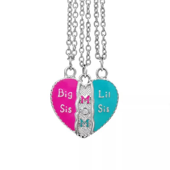 HOOUN Big Little Sister Mom Break Love Heart Necklace Pendant Family Jewellery Gift