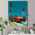 thumbnail image 4 of Retro Racing Car Canvas & Poster, Classic Car with Speed Trails Vibrant Motion Art, Home Wall Decor, 4 of 8