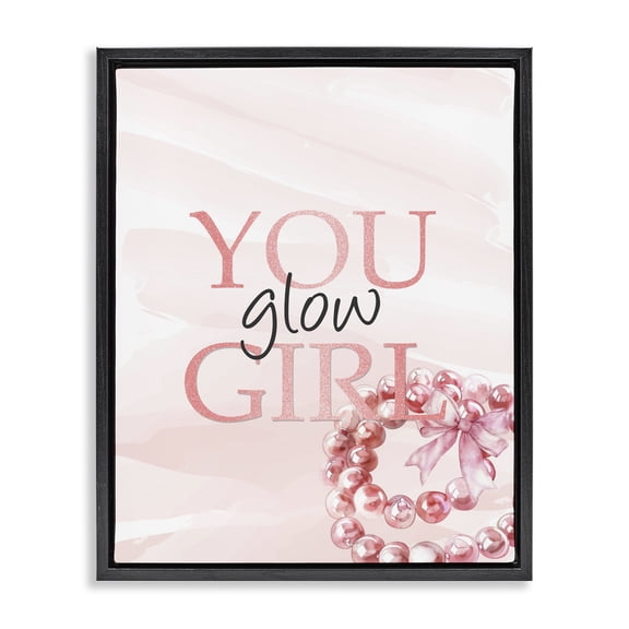 You Glow Girl Feminine Black Framed Floater Canvas Wall Art, design by Kim Allen