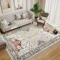 thumbnail image 2 of HOMERRY 9' x 12' Area Rug for Living Room Washable Bedroom Distressed Boho Floral Carpet, Red/Beige, 2 of 6
