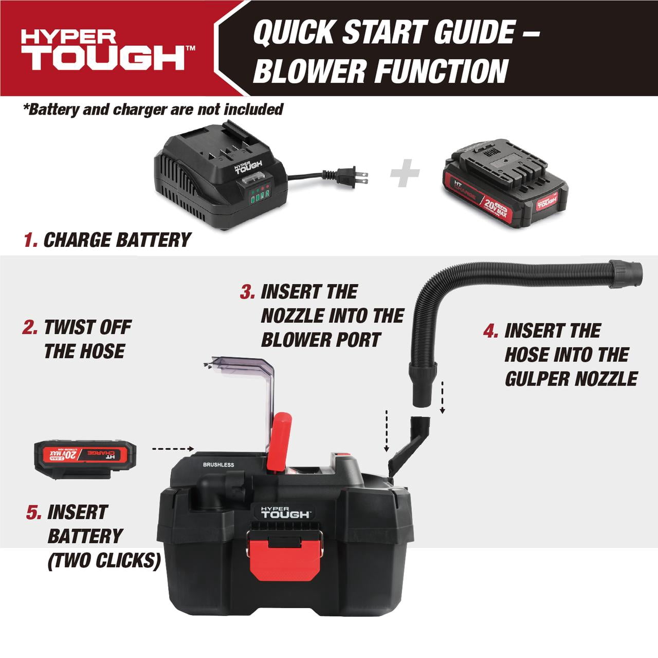 Hyper Tough 20V 3-gallon Wet Dry Vacuum Bare Tool