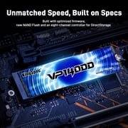 KingSpec VP14000 1TB PCIe 5.0x4 M.2 NVMe 2280 Gen5 SSD 3D NAND Internal Solid State Drive, Seq. Read Speeds Up to 14000/8000 MB/s, Best for AI Computing, Gaming, and Heavy Duty Workstations