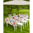 thumbnail image 4 of Boanket Outdoor Tablecloth with Umbrella Hole for Patio/Picnic/Party/Camping, Boho Rainbow Waterproof Table Cloth Rectangle Table Cover Washable, Colorful Dots Yellow Blue Red Watercolor (54"x 80"), 4 of 7