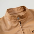thumbnail image 5 of Fgnfyis Mens Leather Jacket Fashion Summer Windproof Rainproof Motorcycle Riding Daily Casual Solid Color Top Mens Coats and Jackets Khaki XXXL, 5 of 9