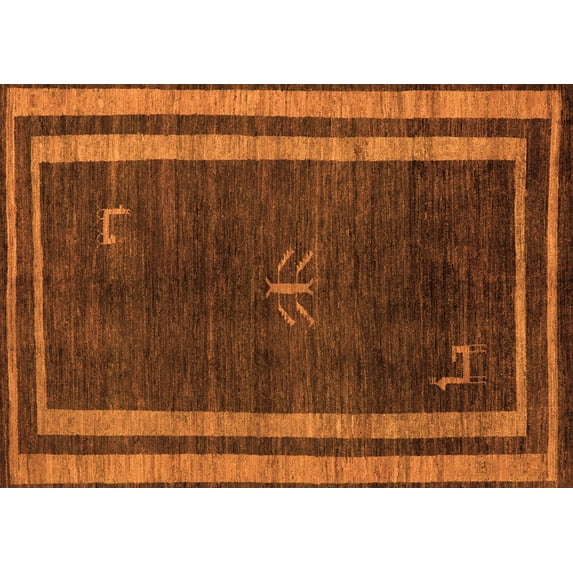 Ahgly Company Indoor Rectangle Abstract Orange Modern Area Rugs, 7' x 10'