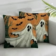 thumbnail image 3 of Happy Halloween Decorative Throw Pillow CoversTrick or Treat Spooky Ghost Boo Orange Black Outdoor Pillowcase, Skull Spider Web Bat Funny Holiday Cushion Case Home Decor, 3 of 7