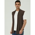 thumbnail image 3 of DARING DIVA Men's Sleeveless Open Front Asymmetric Hem Cardigan Vest 38 Brown, 3 of 6