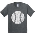 thumbnail image 3 of Inktastic Distressed Baseball in White Youth T-Shirt, 3 of 5