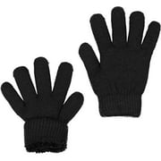 ZEHU Unisex Kids Toddler Magic Stretch Knit Warm Winter Gloves(S, Black)