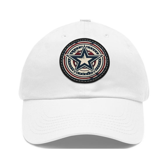Americana Vintage Retro Star Flag Dad Hat Strap Back Circle Round Patch