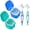 Lake Green & Dark Blue, variant on Two Sets Denture Cups for Soaking Dentures, Partial Denture Holder Case Retainer Mouthguard Cleaning Box Case with 2 Small Brushes - Blue and Dark Blue