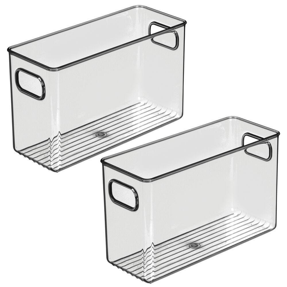 mDesign Plastic Storage Bin with Handles for Bathroom Smoke Gray 4 Pack 